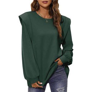 Long Sleeve Shoulder Pad Tunic Top Sweatshirt